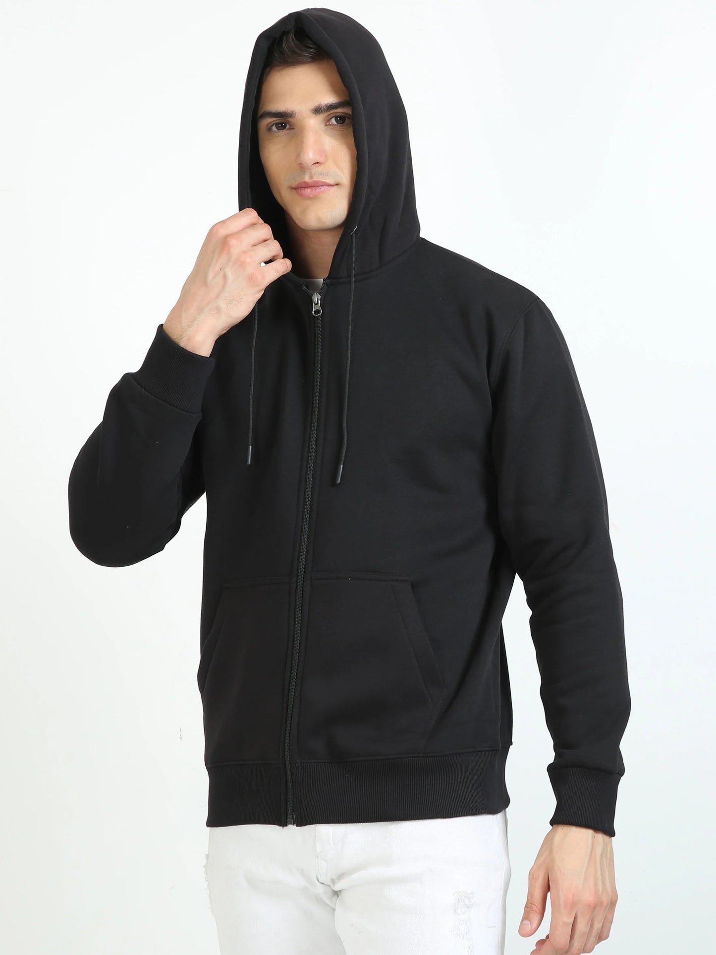 Full Sleeves Hoodie with zipper - Black