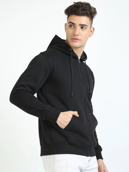 Full Sleeves Hoodie with zipper - Black