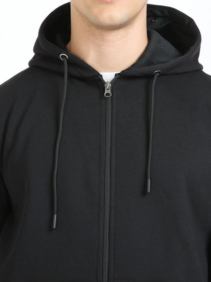 Full Sleeves Hoodie with zipper - Black