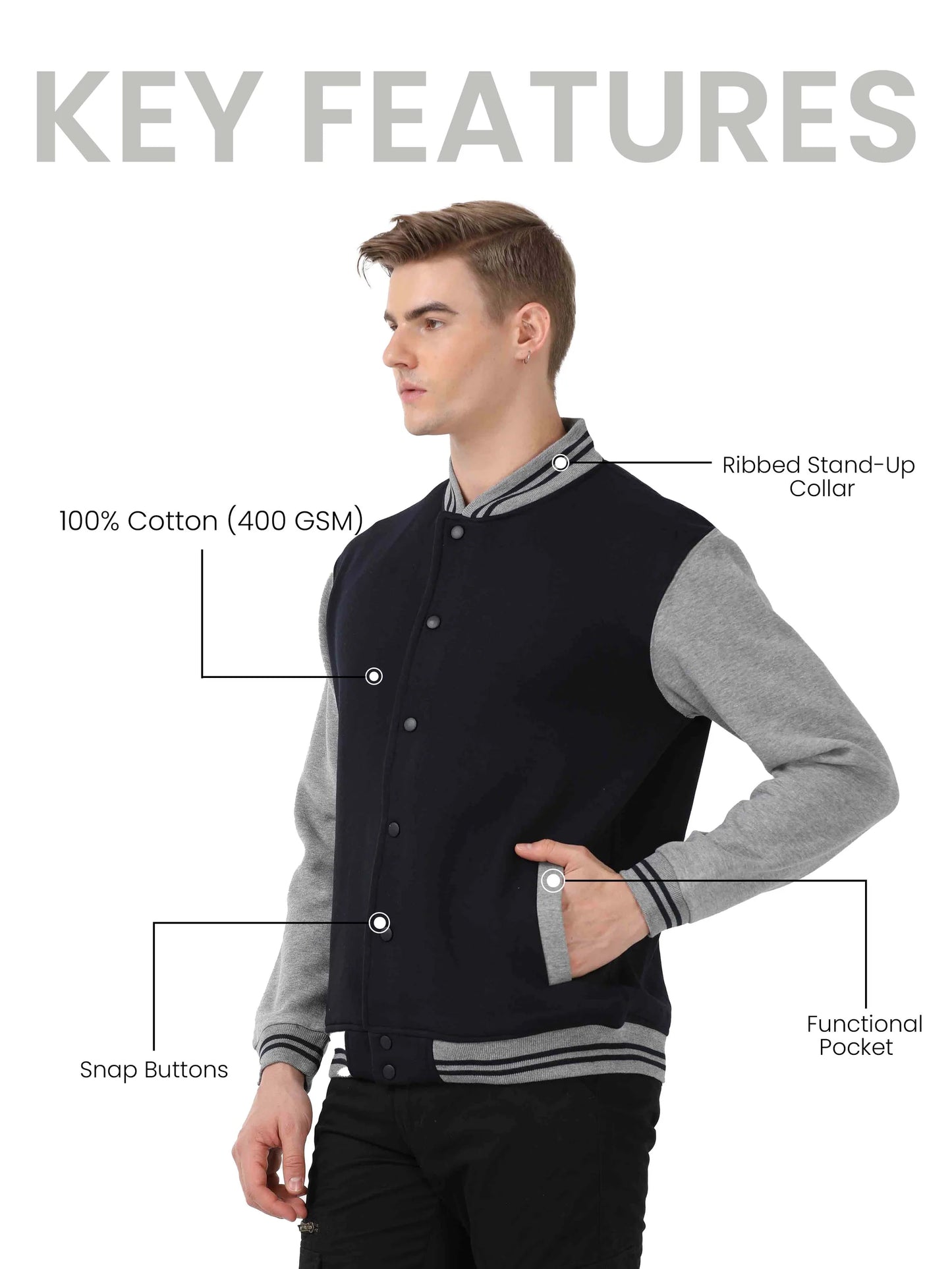 Premium Varsity Jacket - Navy Blue