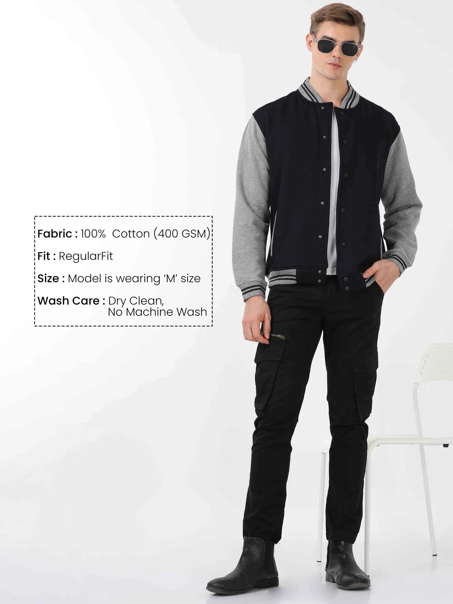 Premium Varsity Jacket - Navy Blue