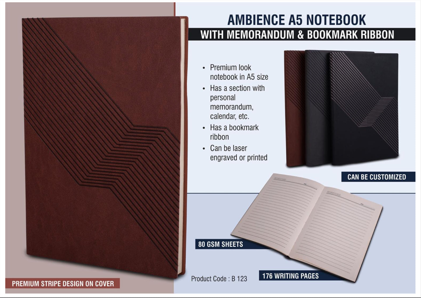 Ambience A5 Notebook with Memorandum & Bookmark ribbon